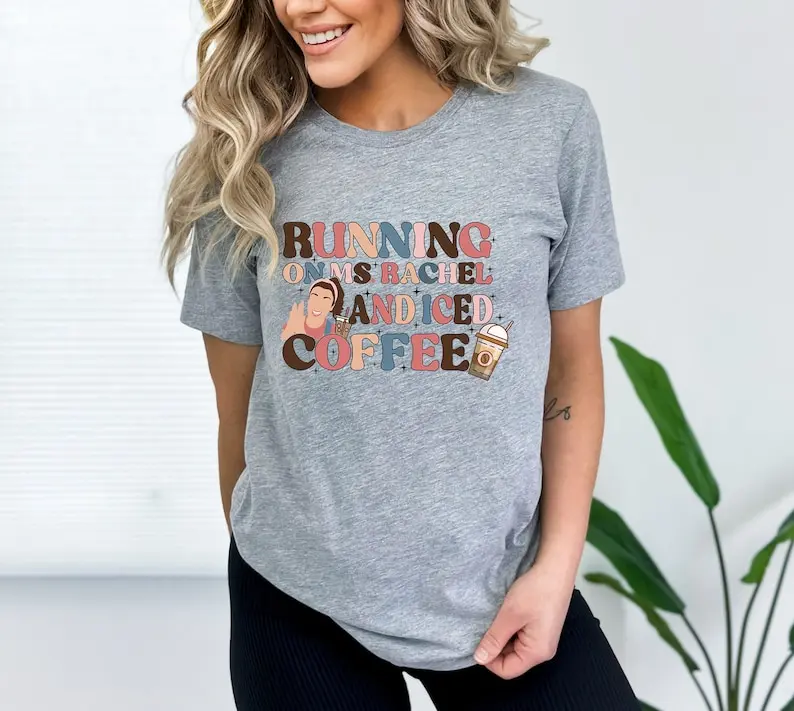 Running On Ms Rachel And Iced Coffee Sweatshirt, Coffee Mom Shirt, Ms Rachel Mom Gift For Mother's Day, Ms Rachel Tee, Miss Rachel T-Shirt