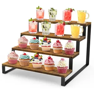 Wood Display Stand, 4 Tier Perfume Stand Organizer, for Food, Tiered Cupcake Stand Risers, Table Display Shelf for Vendors Event, Candles, Tumblers, Soaps