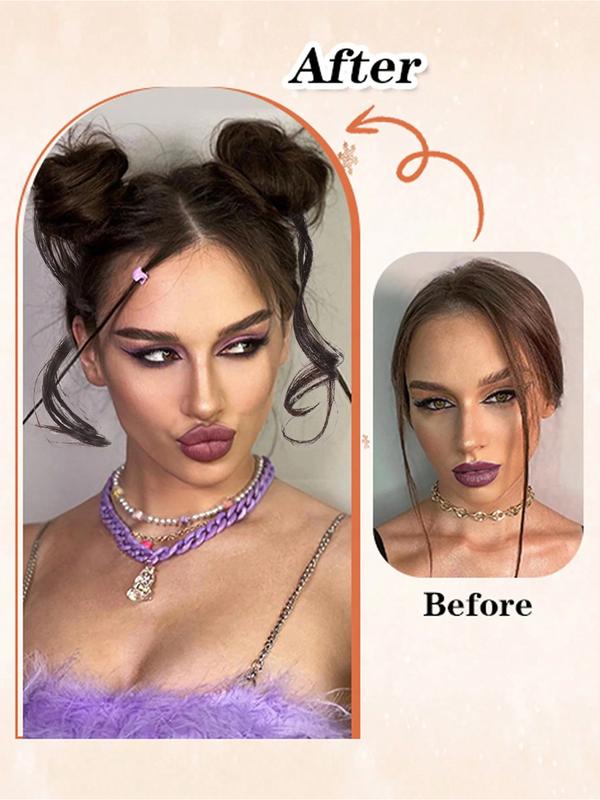 2 Piece Bun Set Messy Updo Bun Hair Loop Fake Hair with Braid Elastic Hair Accessory Tail Ladies Soft Synthetic Hair Synthetic Curly Ponytail Curly Wave Hair Coil Thick Updo Hair Loop Everyday Synthetic Bun Natural Hair Color