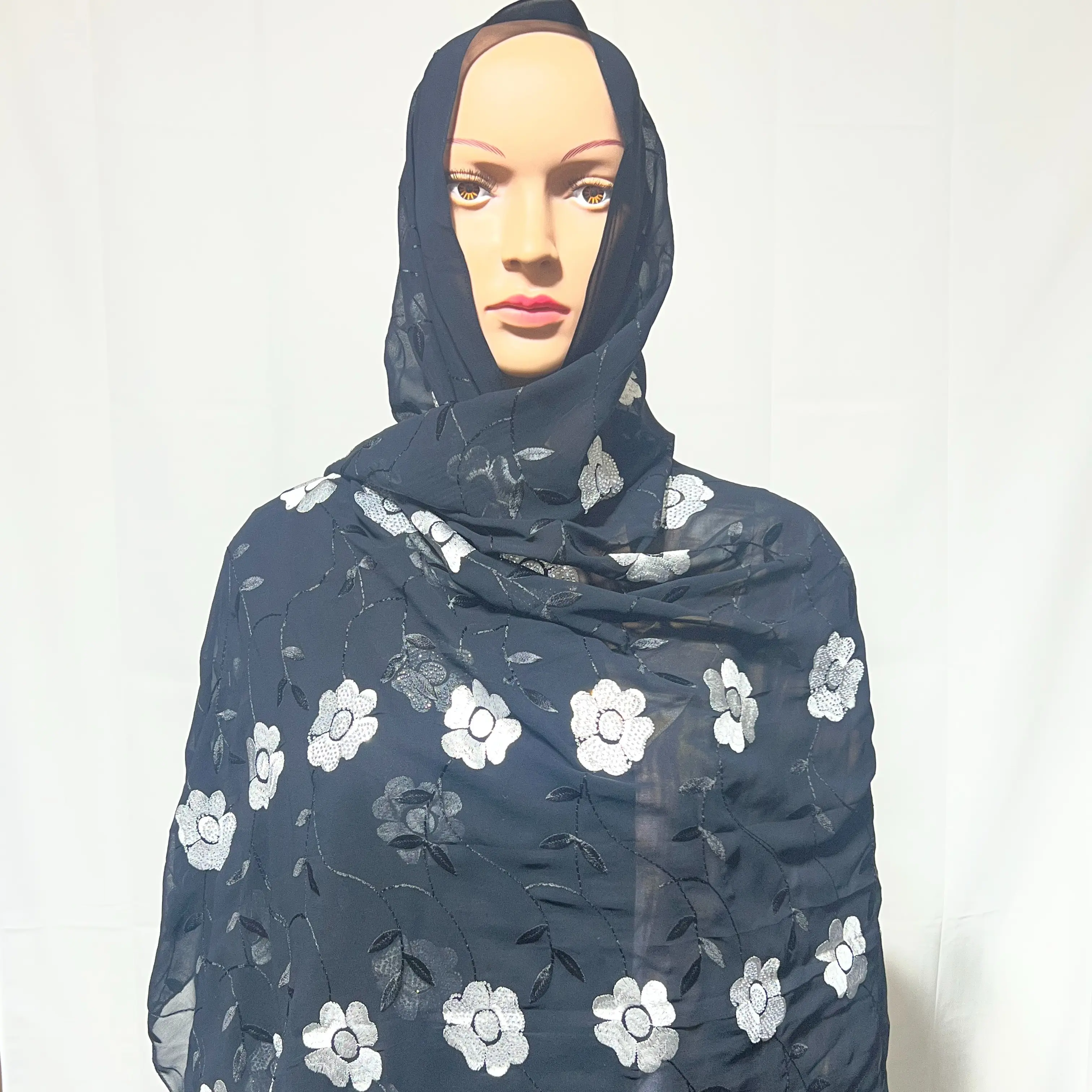 Black with white flower