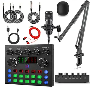 Podcasting Equipment Pack with BM800 Podcast Microphone Kit with V8s Voice Converter, USB Audio Interface, Condenser Microphone Recording Studio Kit, Great for Podcasting, Recording, Singing, Streaming and Gaming