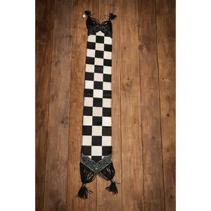 Cowhide Leather Checkered Table Runner