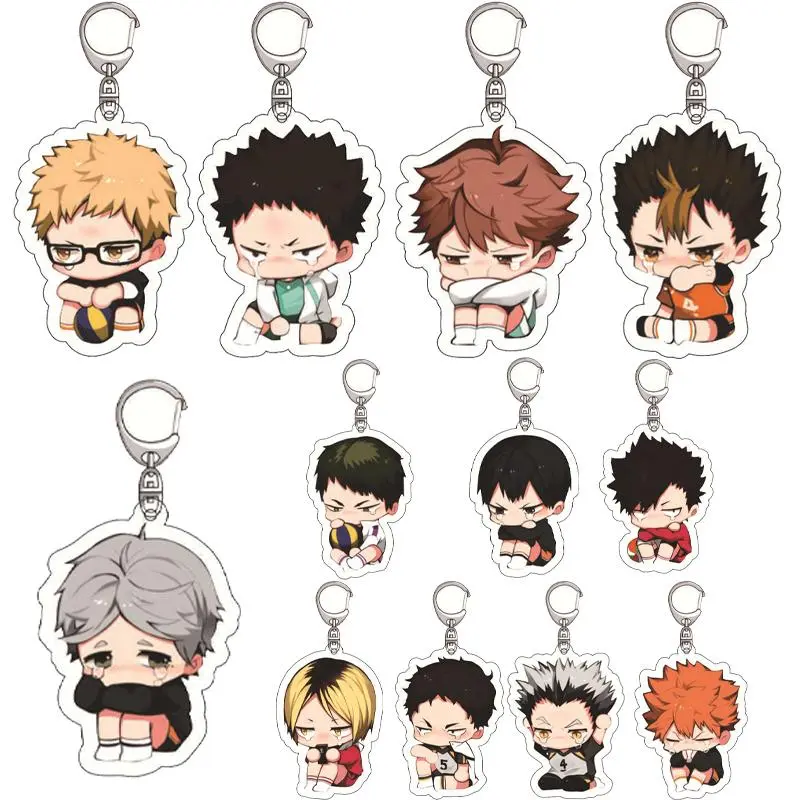 Haikyuu!!  Hinata Shoyo Tobio Kageyama Daichi Sawamura Character Acrylic Car Keychain Cartoon Anime Charm Pendant Accessories