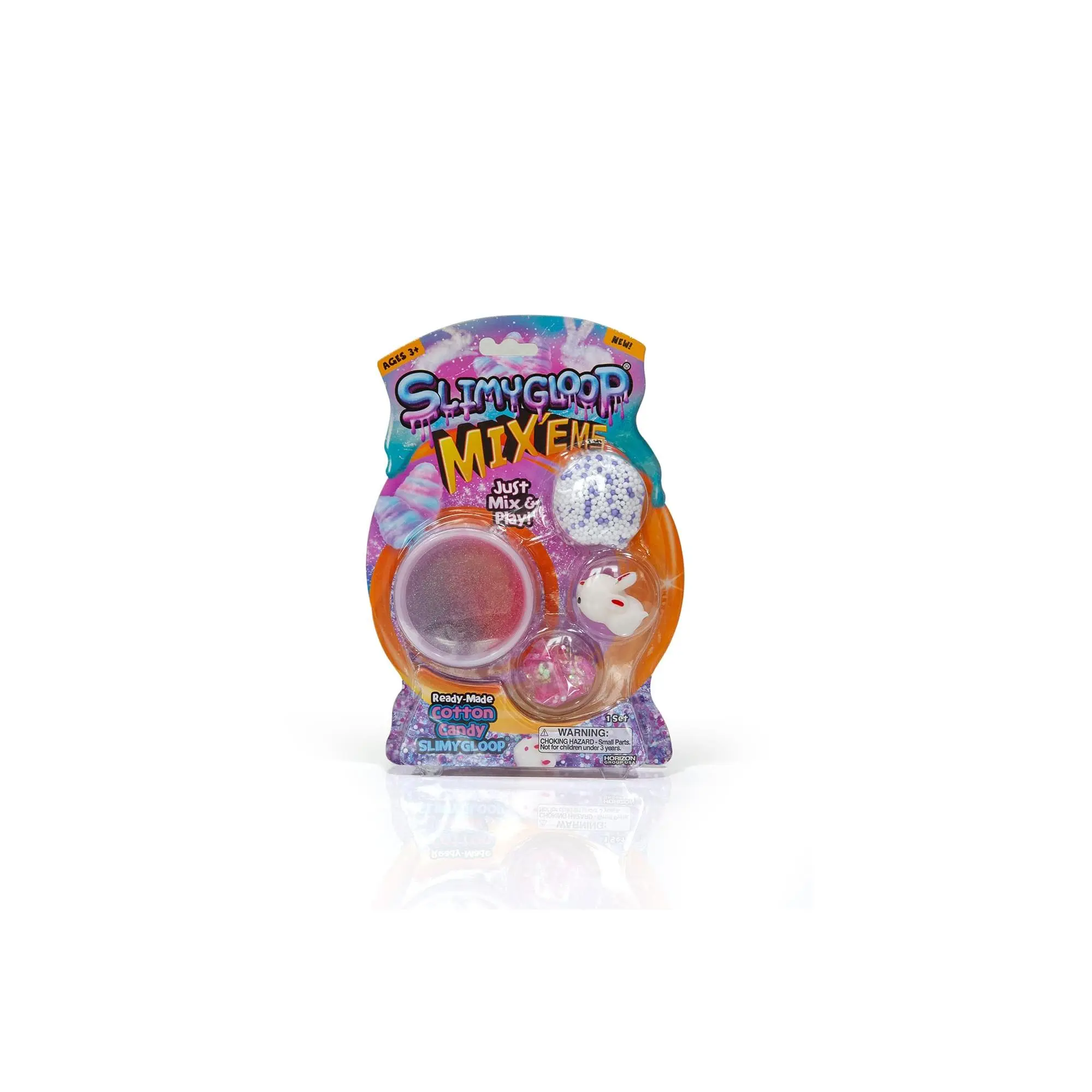 Slimygloop Mix'Ems DIY Slime Mixing Kit for Kids, Cotton Candy Glitter Slime Set with Sponge Ball, Squishies, 1 Set, All Seasons Arts & Crafts Educational Toy