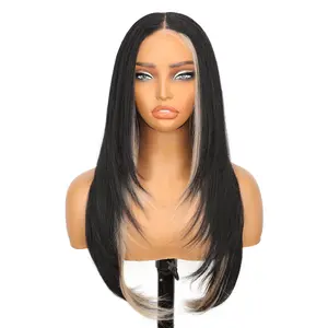 Glueless Wigs for Beginners Synthetic Lace Front Wig for Woman Long layered Straight Wigs 3 Seconds to Wear