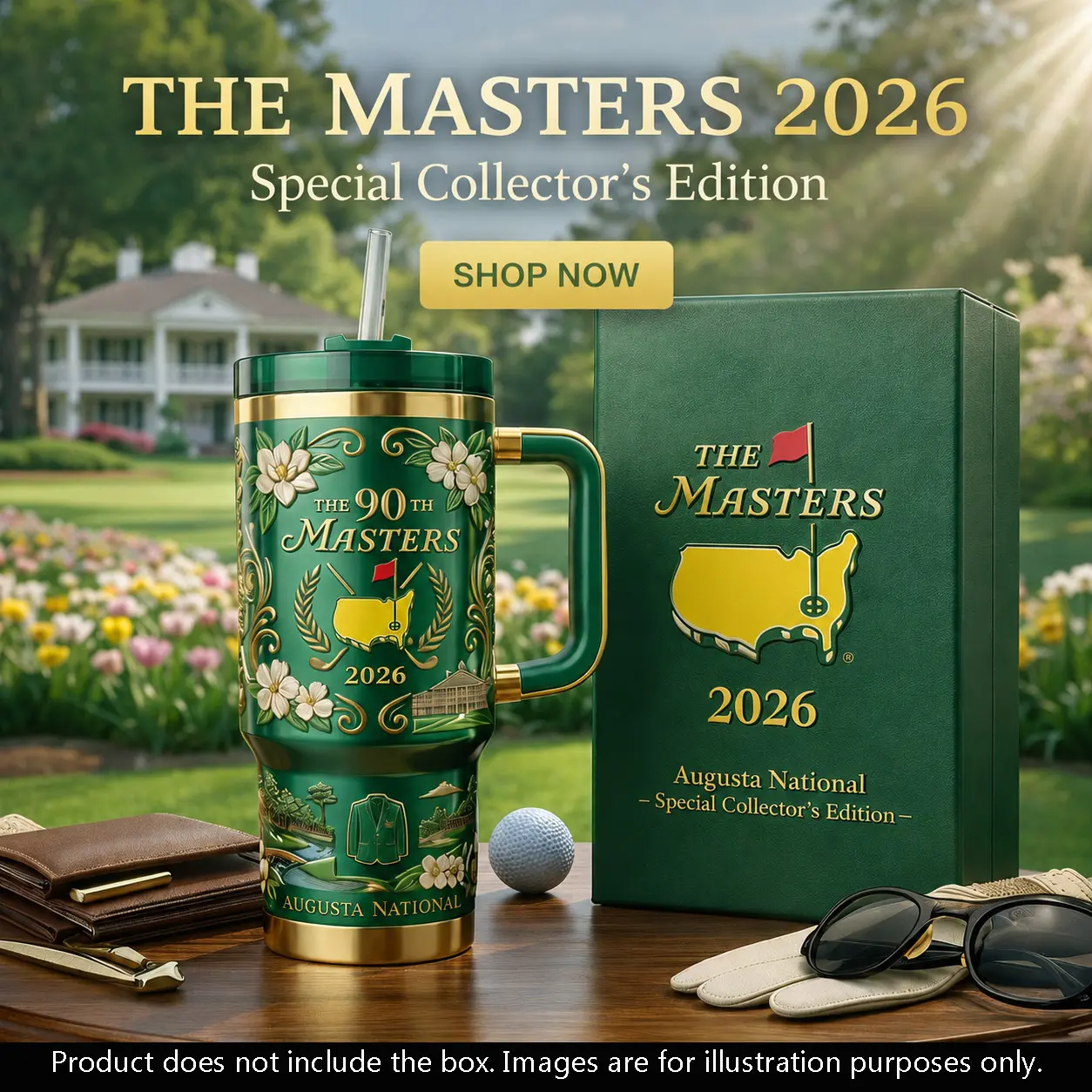 The Masters Augusta National Golf Tournament 90Th Edition 2026 Tumbler 40oz, Stainless Steel Insulated Travel Mug With Handle, Golf Fan Gift