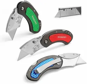 3PC Folding Utility Knife Set Quick Change/Back-lock w/10PC Extra Blades