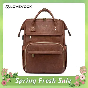 LOVEVOOK Vegan Leather Laptop Backpack with USB Port for Women - College,  Business, Work, Teacher, Travel, School Backpack,TikTokShopSpringStatements