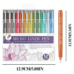 Colored Fineliner Pens, 0.5mm Ultra Fine Tip Pens, 12Color Fine Point Pen, Bible Journaling Planner Micro Pens Set for Writing, Drawing, Note Taking, Bullet Journaling, Drawing Art Pens