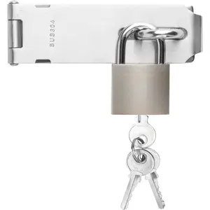 1 count Black Stainless Steel Padlock Hasp, Door Hasp Latch Locks, Padlock Latch Gate Door Locks Hasp Latches, Heavy Duty Hasp Lock Latch with Lock Key for Cabinet Closet Shed Door Lock Hasp Latch