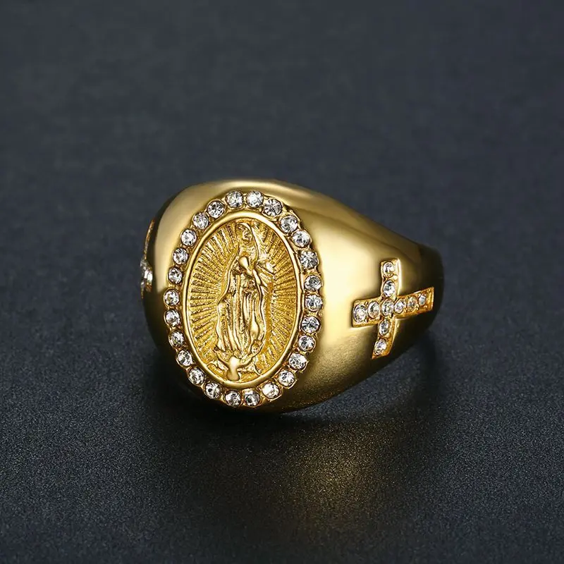 Virgin Mary ring hip-hop jewelry titanium steel ring suitable for parties, daily wear, birthday gifts