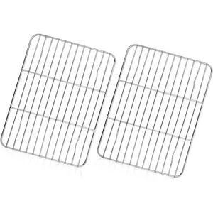 Cooling Rack, 8.75inch x 6.25inch Stainless Steel Wire Grill Rack, Used for Cooking, Baking, Grilling, Suitable for Oven Dishes, Oven and Dishwasher Safe, Non-toxic and Durable, 2-piece Set