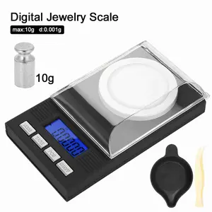 Mini portable high-precision 0.001g pocket jewelry scale, jewelry gram scale, with LED digital display (10g)
