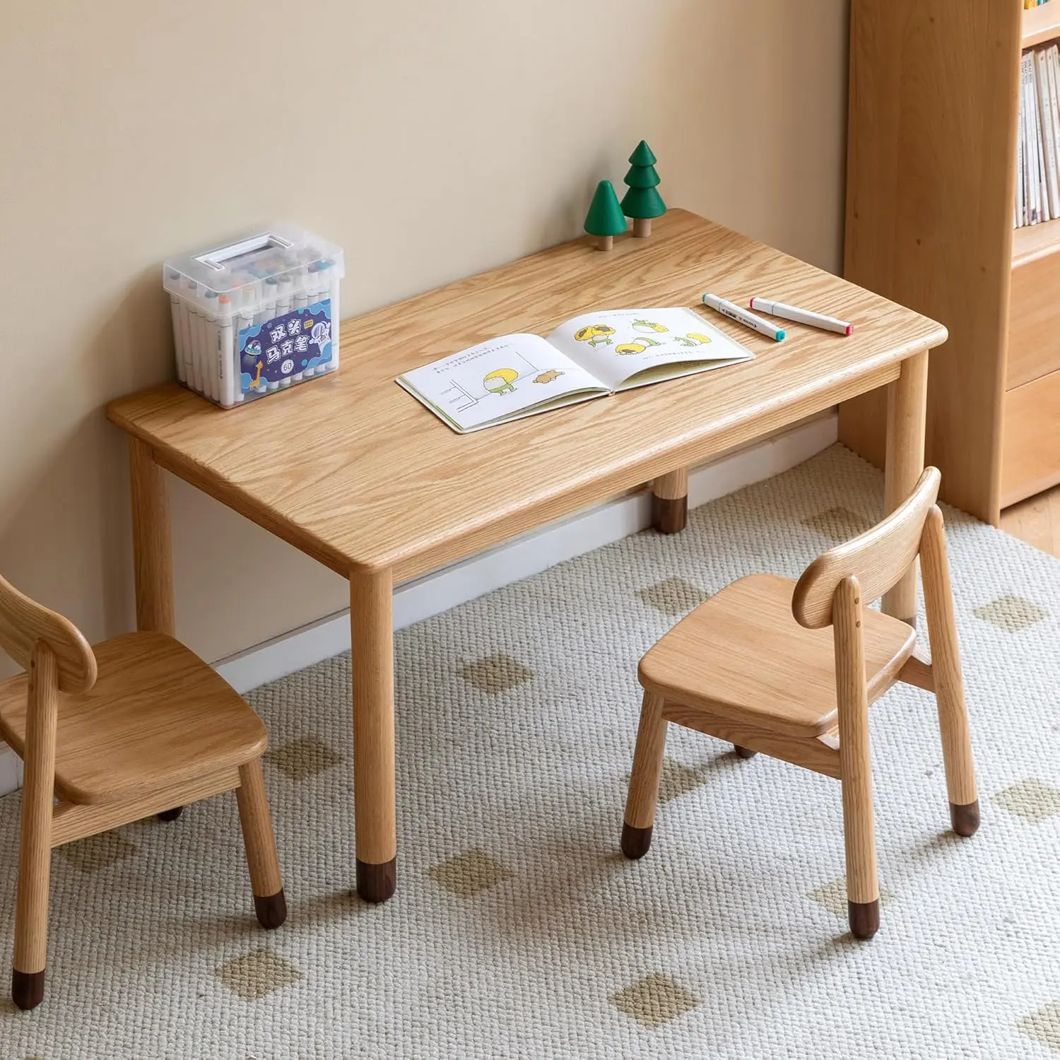 YESWOOD 47.2'' Solid Wood Low Coffee Table, Minimalist Japandi Floor Table in European Beech, Small Space Compact Side Table for Living Room, Tea Corner or Reading Nook