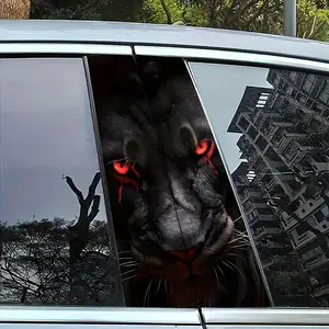 Lion-Pattern Car Sticker, 2 Counts Self-adhesive Car Decal, Scratch Resistant Disposable Car Parts Sticker, Car Exterior Decoration Accessories