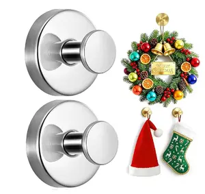 Reusable suction hook set, 2 pieces; no-drill bathroom hooks; stainless steel strong towel grip hooks; removable and waterproof hat organizer easter basket funny stickers