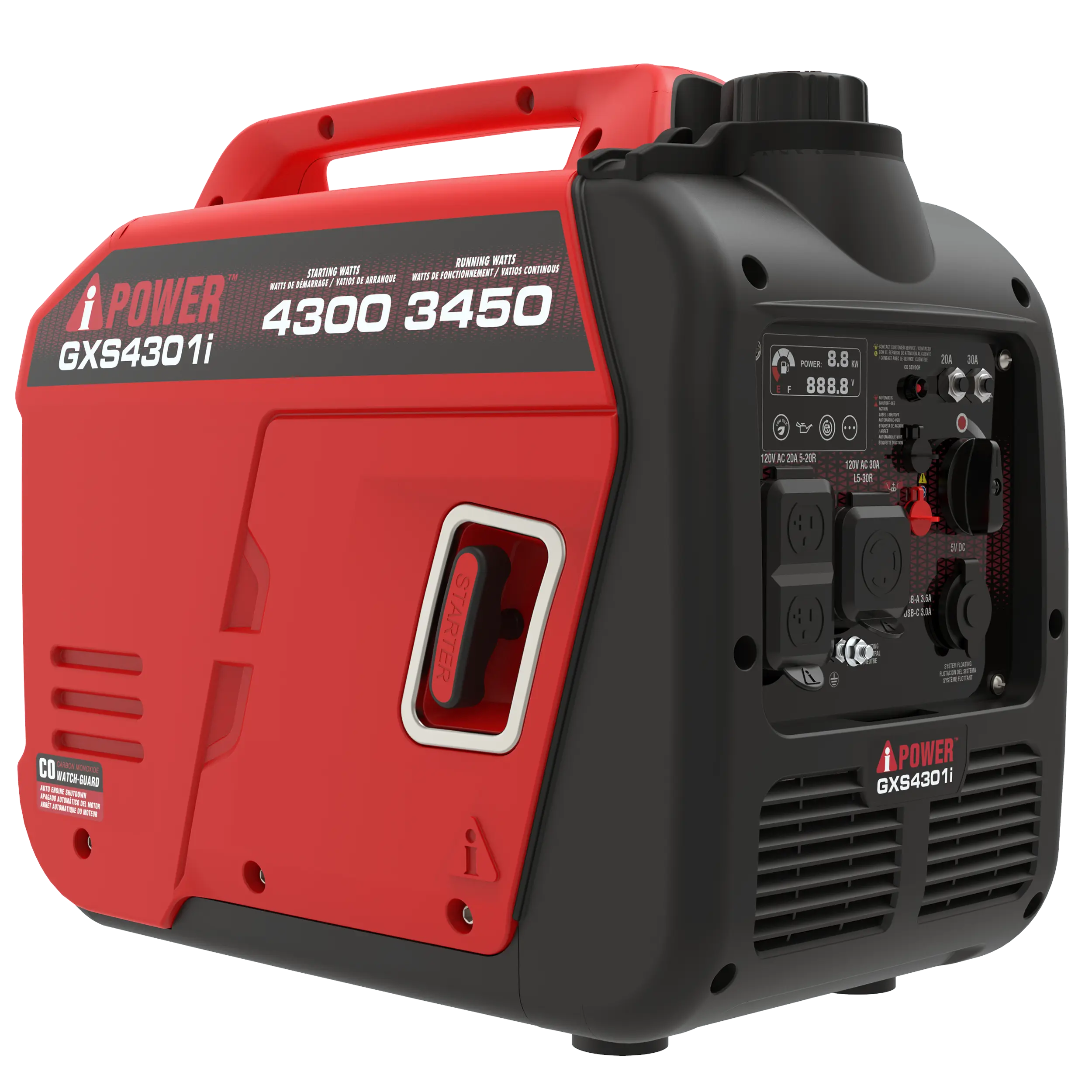GXS4301i 4300W Portable Inverter Generator with CO Alert for RV, Camping & Home Backup