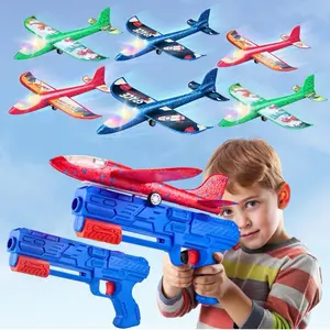 Foam Airplane Launcher, Foam Glider Plane Toy, Outdoor Shooting Toy for Kids, 2 Flight Modes Outdoor Flying Toy.