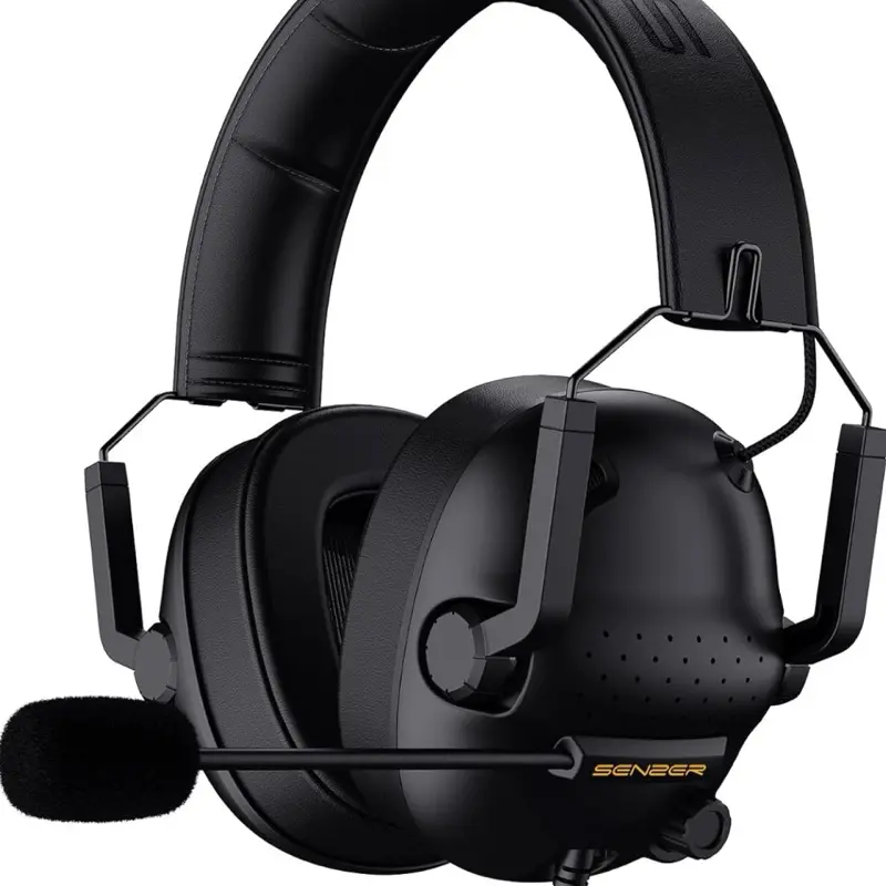 SENZER SG500 Surround Sound Pro Gaming Headset with Noise Cancelling Microphone Soft Memory Foam Padding Portable Foldable for PC PS4 PS5 Xbox One Switch Black