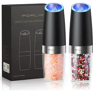 Electric Salt and Pepper Grinder Set, Automatic Pepper Grinder Shakers Mill, Batteries Powered Adjustable Coarseness with One Hand Operation Perfect for