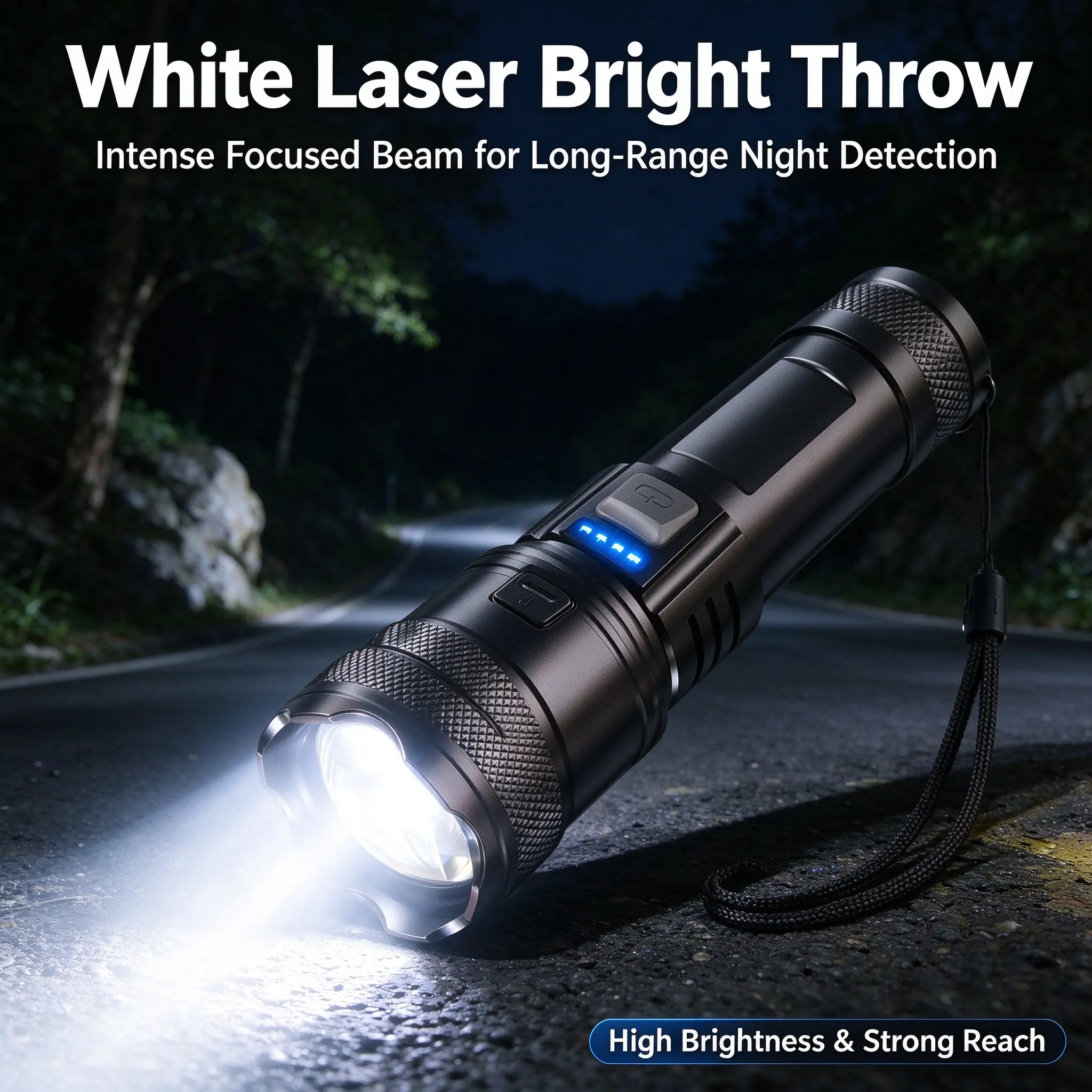 White Laser Zoom Flashlight with Digital Battery Display - Type-C Rechargeable High Lumen Long Range Tactical Flashlight pumpkin night light home emergency power edc portable