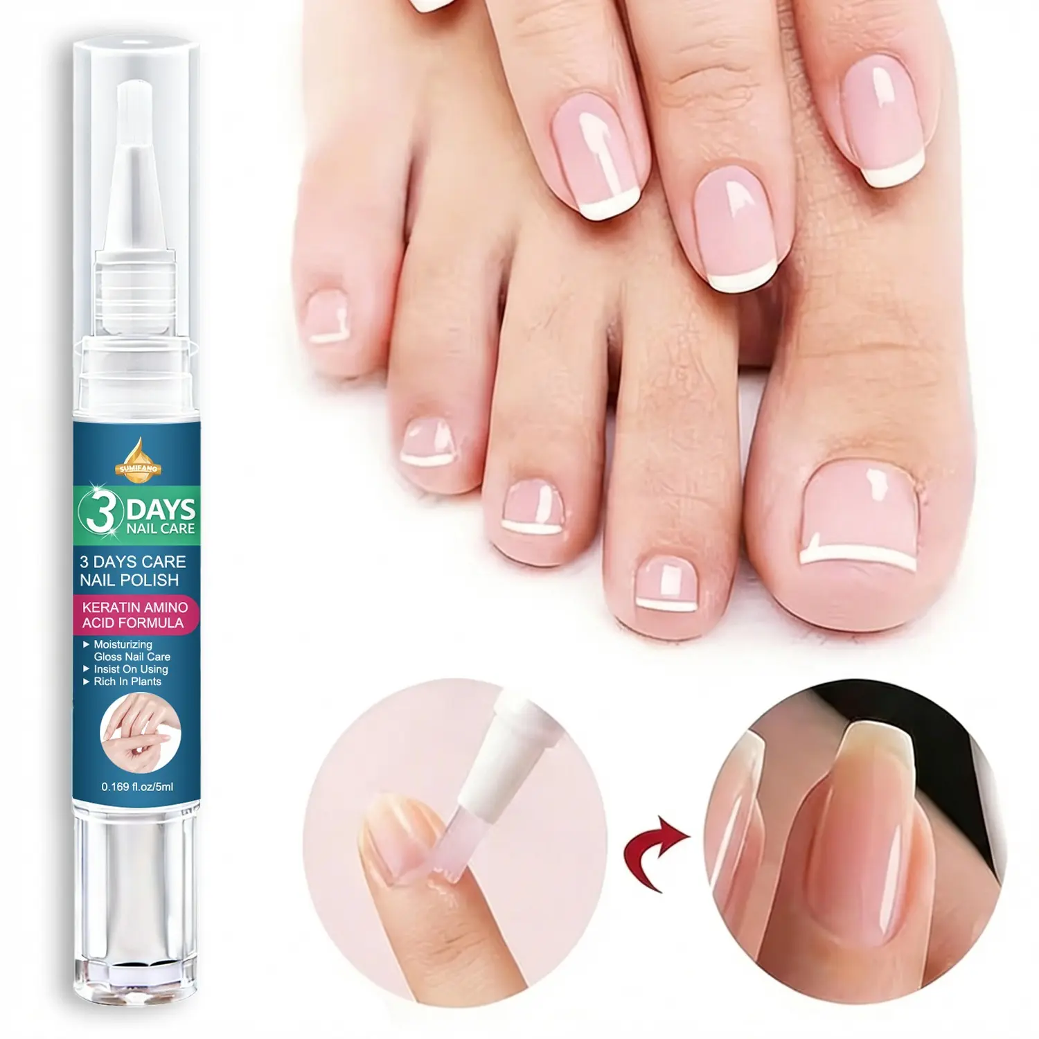 SUMIEANG Nail Care Serum 5 ml Nail Care Liquid with Keratin and Amino Acids, Salicylic Acid Exfoliation and Vitamin C Brightening, Compact and Portable Nail Treatment for Daily Hand and Foot Care Nail Care Product
