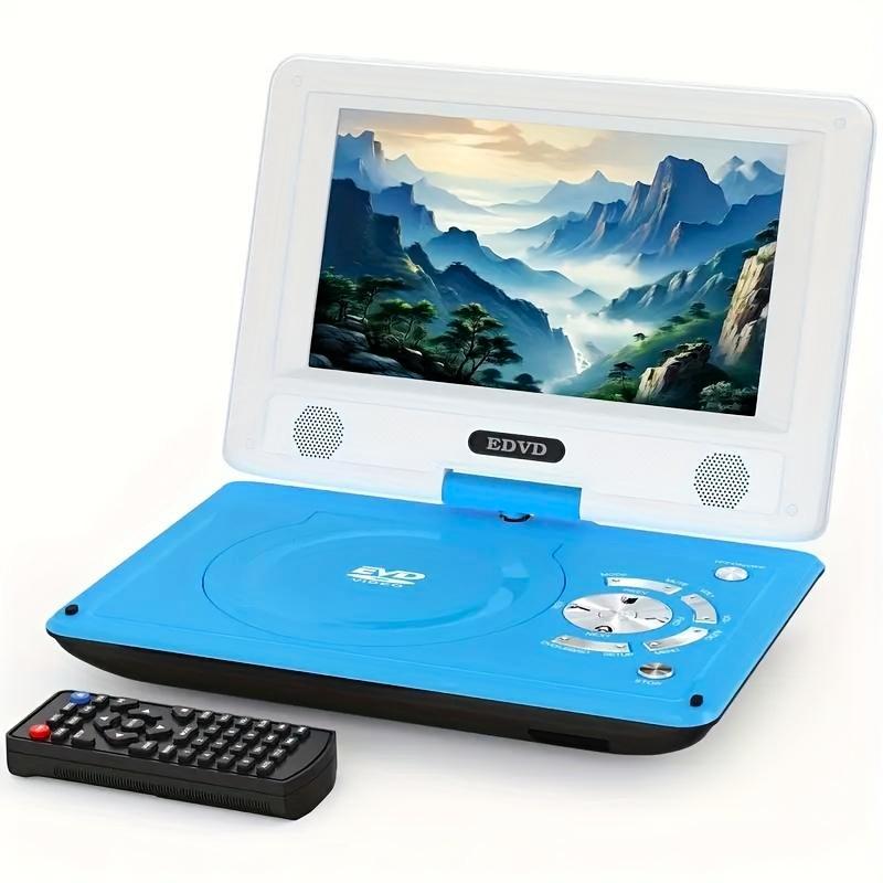 EDVD 11.5-inch Blue Portable DVD Player with 5-Hour Rechargeable Battery Home Theater Surround System Remote Control Car Charger Adapter RCA CD Player Karaoke Machine Headphone Box Audio cd player
