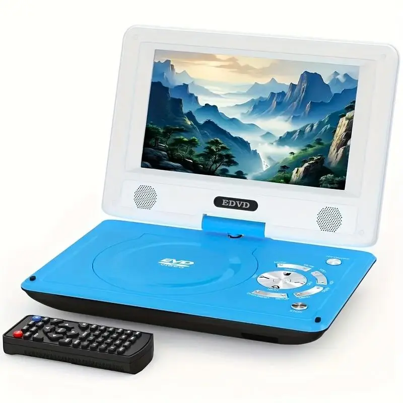 EDVD 11.5-inch Blue Portable DVD Player with 5-Hour Rechargeable Battery Home Theater Surround System Remote Control Car Charger Adapter RCA CD Player Karaoke Machine Headphone Box Audio cd player