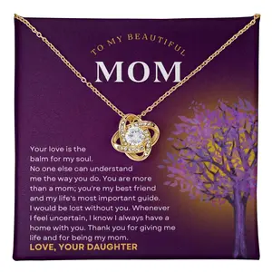 Gift For Mom, Gold and Silver Necklace, With Jewelry Box, Birthday, Mother's Day, Women's Day, Mom Gifts And Jewelry for Women,14k white gold necklace and 18k yellow gold over stainless steel, Cubic Zirconia