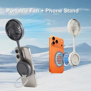 Magnetic Phone Fan with Holder, foldable desktop handheld fan, USB Small Desk Fan for iPhone 17/16/15/14/13 Pro Max&All phones, Summer Outdoor Accessories Rechargeable
