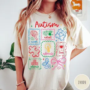 Autism Awareness Comfort Colors Shirt, Coquette Autism Shirt, Autism Special Education Teacher Tee, Neurodiversity Shirt, Autism Advocate
