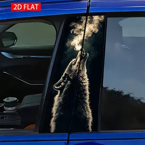 2 Sets Wolf Montgomery Style Car B Pillar Stickers, PVC HD Print Self-Adhesive Decorative Stickers, Car Vehicle Decoration, Waterproof Scratch-Resistant, Car Exterior Accessories