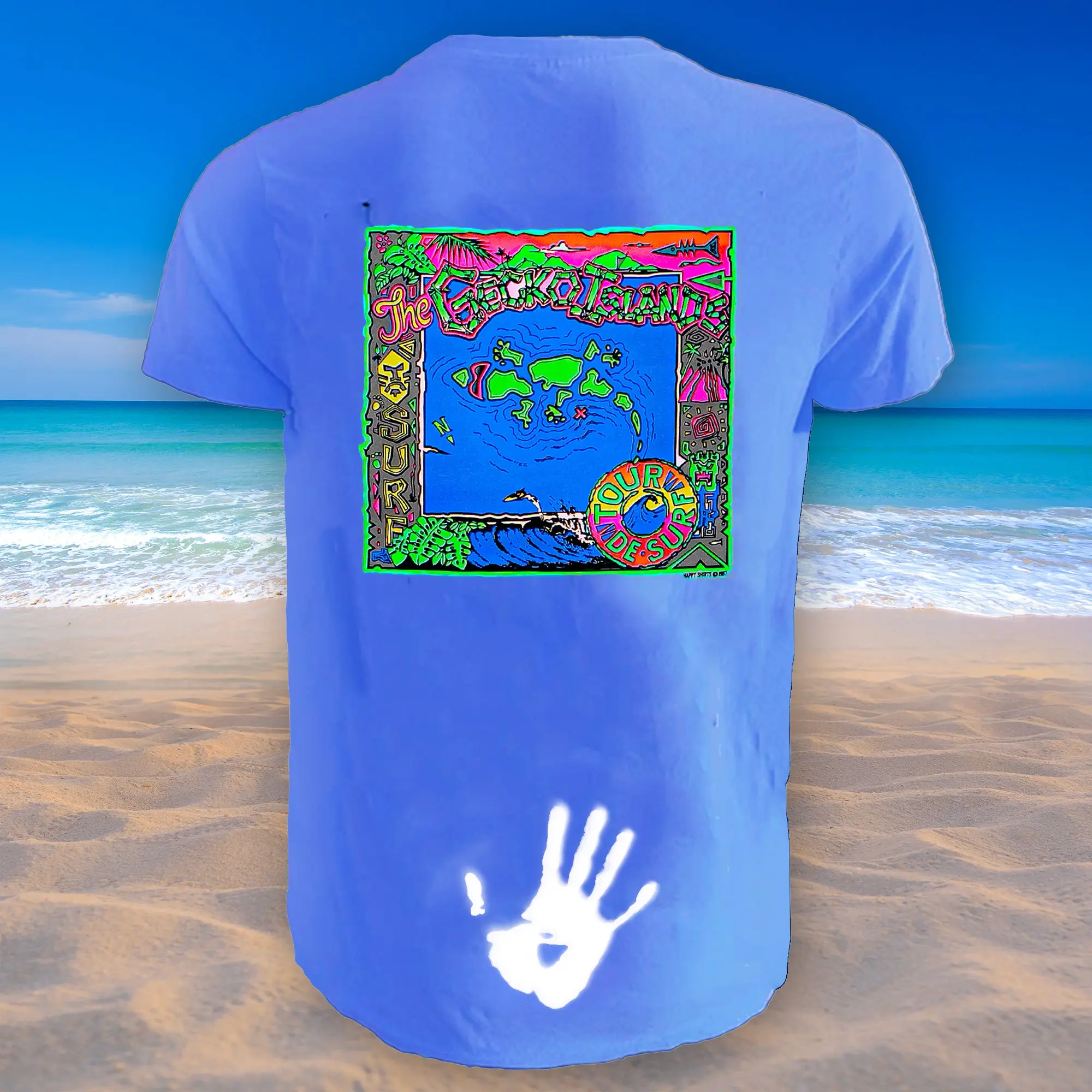 Wild Gecko Islands - Hyper Flash Color Change Blue to White T-Shirt