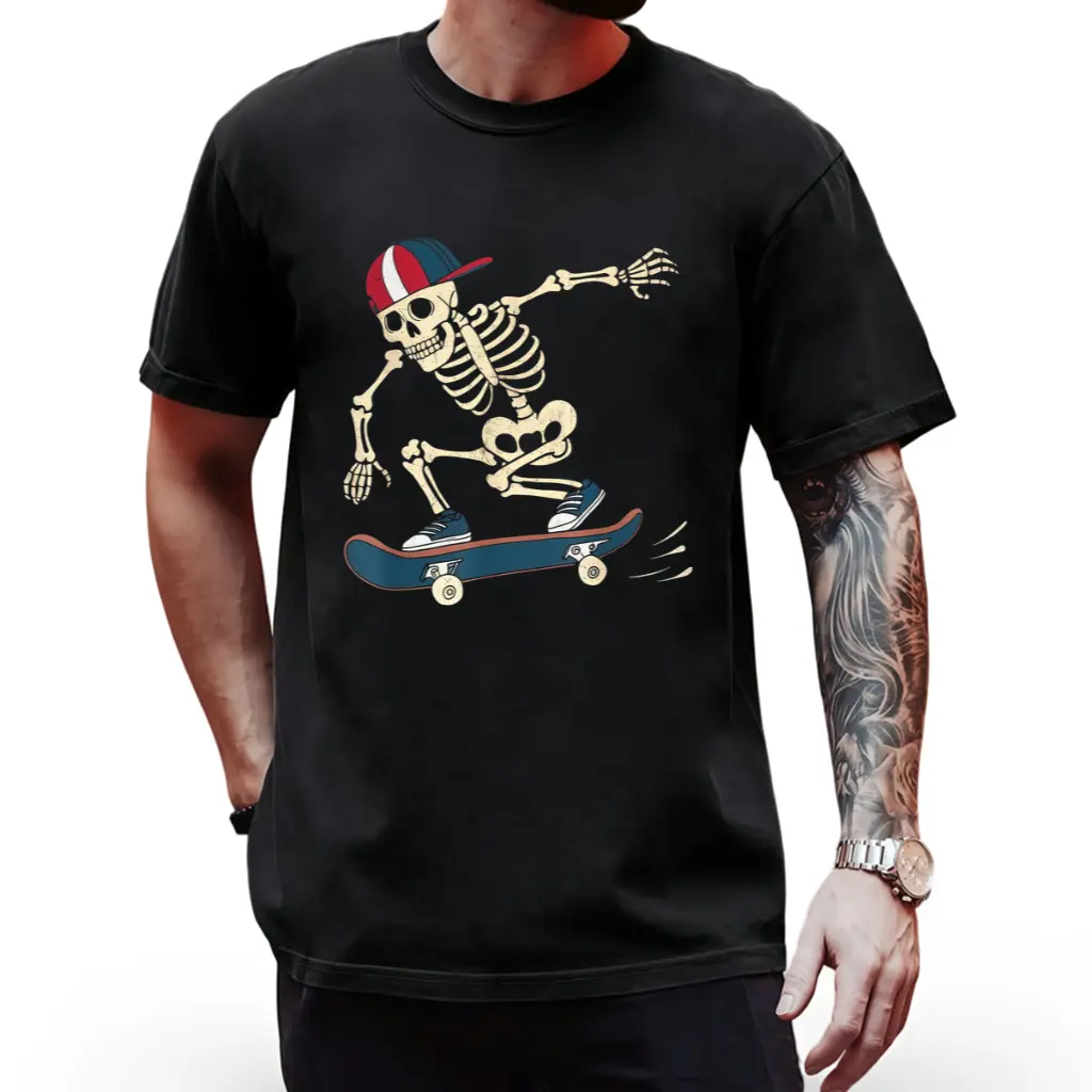 Skateboard Skeleton Halloween Skateboarding Skater Mens T-Shirt