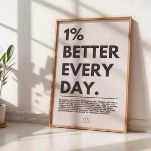 1pc, Motivational "1% Better Every Day" Poster for Simple Home Or Office Decor, Inspirational Poster, Motivational Wall Art, Suitable for Office Decor, Frameless