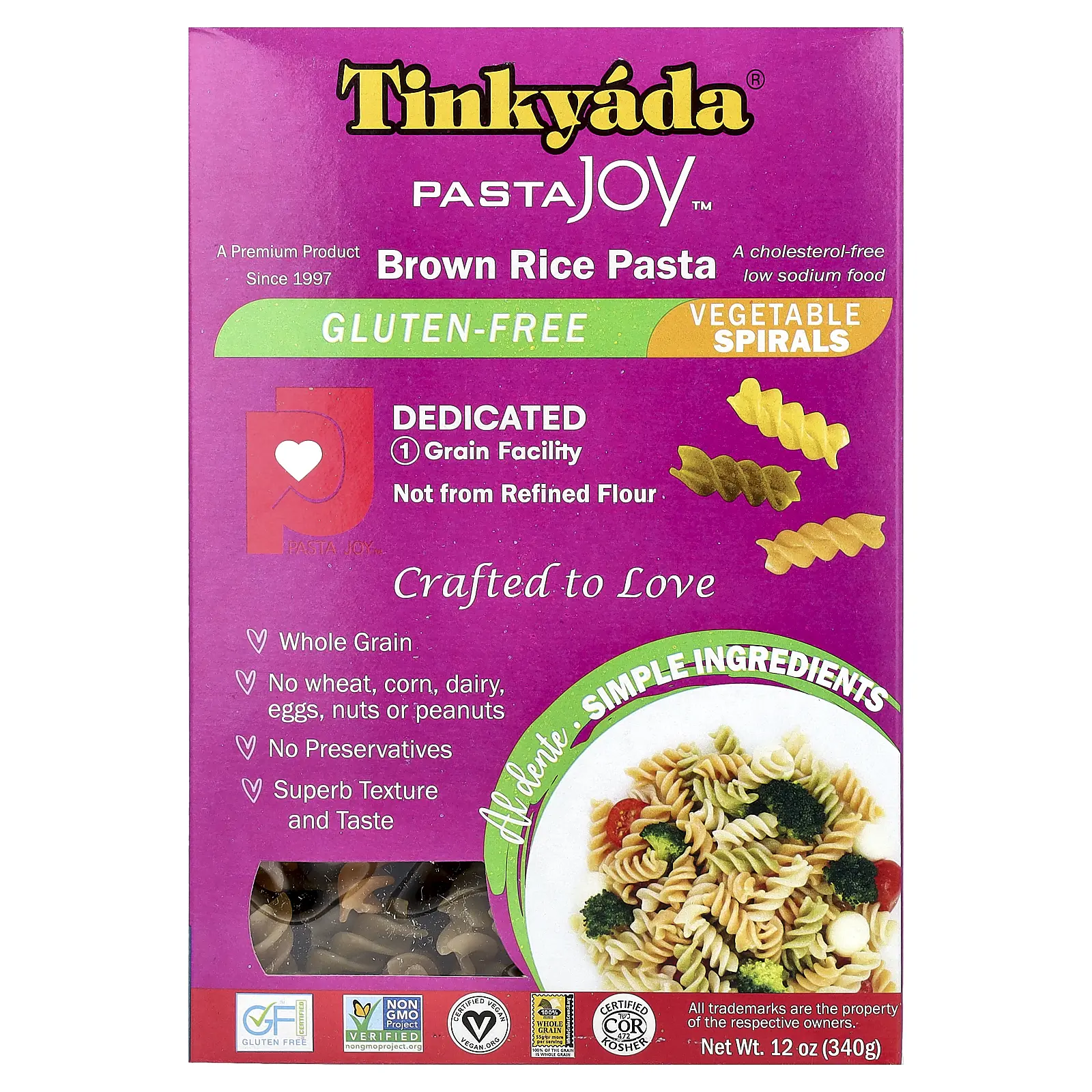 Tinkyada Brown Rice Pasta, Vegetable Spirals, 12 oz (340 g)