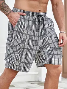 Men's Plaid Print Cargo Shorts, Loose Casual Comfy Breathable Shorts for Summer, Men's Bottoms for Daily Wear