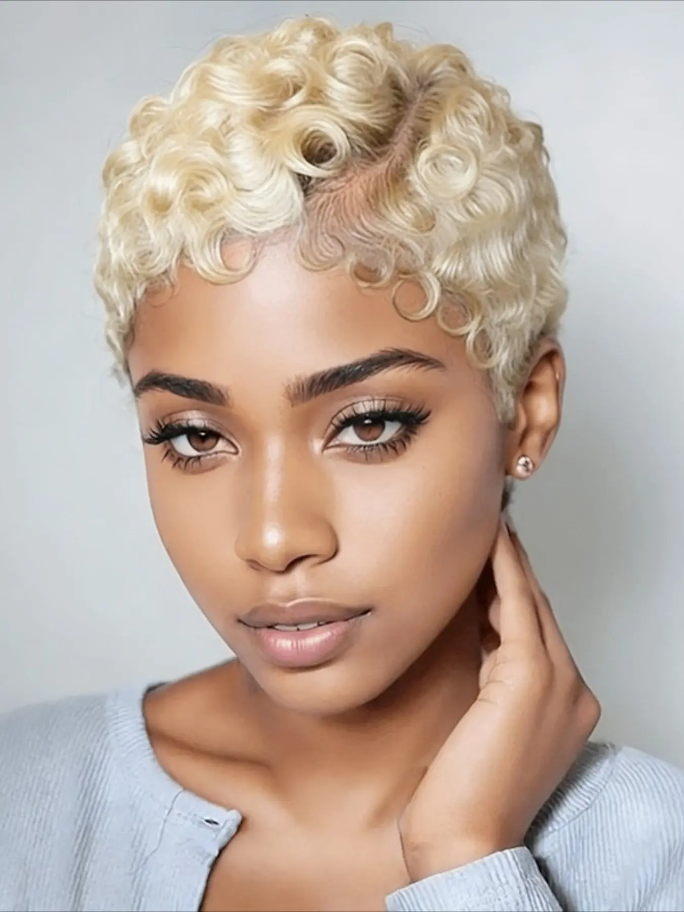 Pixie Cut Curly Wave Human Hair Wig for Women Color Wig 13x4 Transparent Lace Frontal Human Hair Wig 180% Density 6 Inch Curly Wigs Human Hair