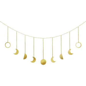 Moon Phase Wall  Boho Aesthetic Room Decor Metal Moons Garland  Art Bohemian  Decoration for Girls Room  Bedroom Livingroom Dorm, Ideal, , 50"