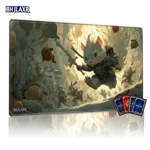 Fantasy Sunlit Forest Warrior White Rabbit & Humanoid MTG Playmat - 12x24in Non-Slip, Ideal for TCG/TCG Game Enthusiasts, Party & Family Use, Great Gift