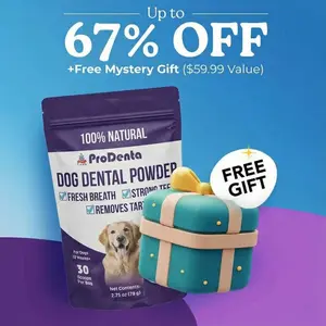 [Pup Labs] ProDenta, All-Natural Dog Teeth Cleaning Powder Against Leaky Gums, Dental Powder for Dogs Teeth and Tartar Remover - Made in USA, 30 Scoops Made In The Usa