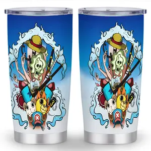 20oz One Piece Stainless Steel Insulated Tumbler Cup with Straw - Double-Wall Vacuum Insulated Travel Mug, One Piece Pirate Design,  Leakproof Lid , 304 Stainless Steel Cup , Reusable Drinkware