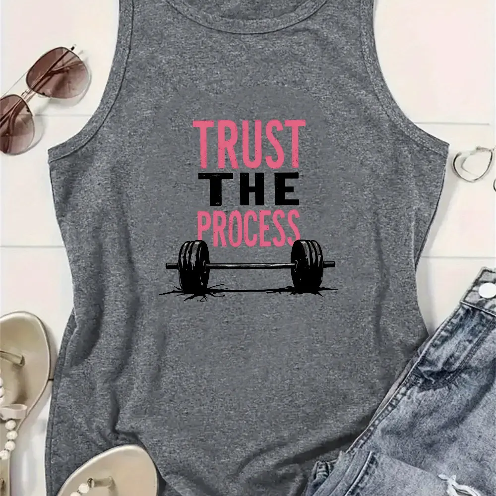 Women's "Trust The Process" Gym Workout Tank Top, Casual Fitness Tank Tops for Active Wear summerwins