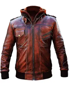 MotorCycleJackets Cafe Racer Brando Vintage Motorcycle Retro Leather Jacket