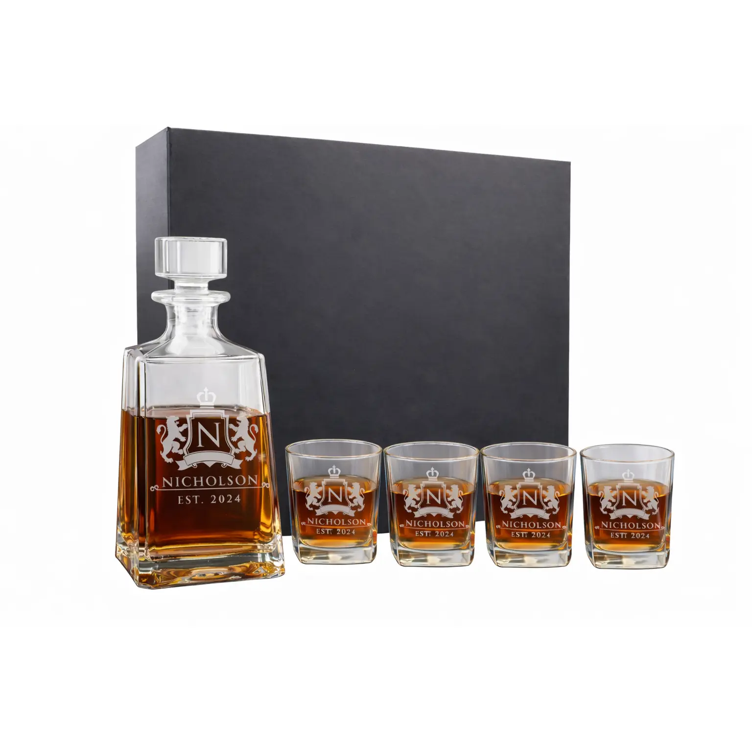 Engraved Decanter Set - Tapered