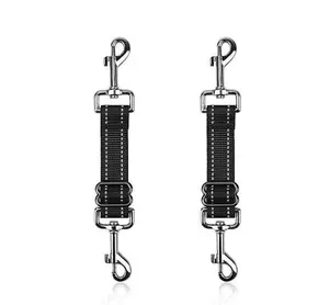 Dog Safety Collar Clips 2 Pack Adjustable Prong Collar Backup Clips Reflective Double Ended Backup Clasp Leash Connector for Dog Harness to Collar Safety Clip(Black*2)