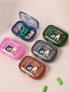 1 portable mini pill box with 'My Medicine Bag' pattern, simple pill organizer, Vitamin organizer, 3 compartments, travel mini pill box, waterproof and moisture-proof medicine storage container, essential medical accessory