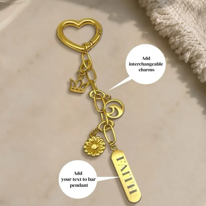 Custom Engraved Personalized Keychain | Gold or Silver Paperclip Keychain, Waterproof Custom Name Stainless Steel Bar Keychain, Gift for Her