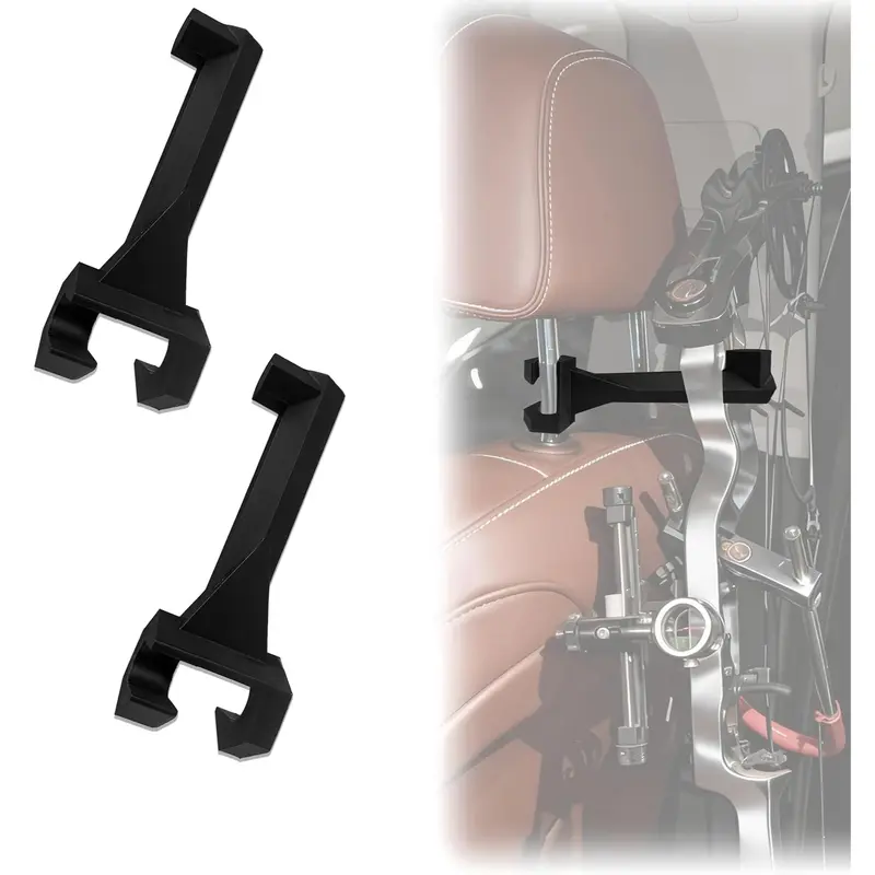 【Black Friday】2-Piece Vehicle Headrest Bow Holder Set for Secure Transport, Compatible with 16 mm Exposed Headrest Posts and Compound or Recurve Bows, Portable Mounting Accessories for Hunters and Archers