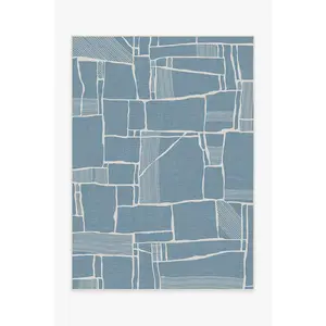 Rune Slate Blue Outdoor Rug
